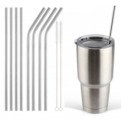 8pcs Drinking Stainless Steel Straw Set & 2pcs Brush for 30oz&20oz Tumbler