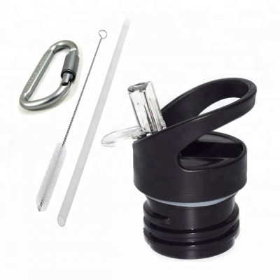 Straw Lid for Vacuum Flask Standard Mouth Sport Water Bottle with 2 Straws and Straw Brushes